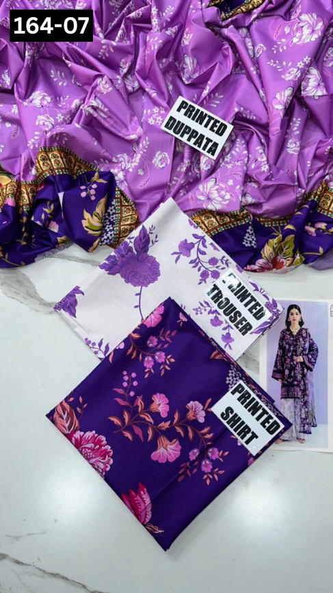 VOL 164 | DS 07 | DIGITAL PRINTED LINEN 3PC LINEN DUPATTA