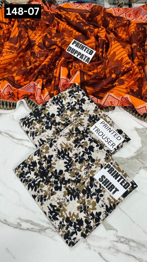 VOL 148 | DS 07 | DIGITAL PRINTED LAWN 3PC VOIL LAWN DUPATTA