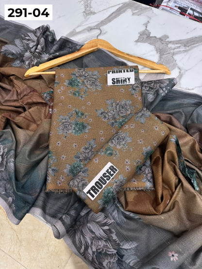 VOL 291 | DS 04 | PREMIUM CORDUROY DHANAK WINTER COLLECTON - DIGITAL PRINTED 3 PIECE SUIT | PRINTED ALLOVER SHIRT & TROUSER | PRINTED DUPATTA