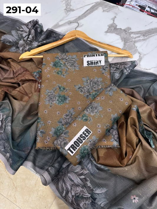 VOL 291 | DS 04 | PREMIUM CORDUROY DHANAK WINTER COLLECTON - DIGITAL PRINTED 3 PIECE SUIT | PRINTED ALLOVER SHIRT & TROUSER | PRINTED DUPATTA