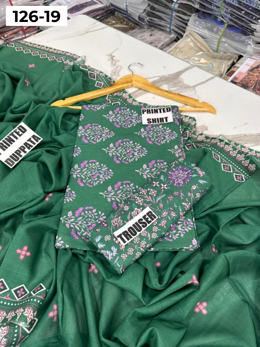 VOL 126 | DS 19 | DIGITAL PRINTED LAWN 3PC VOIL LAWN DUPATTA