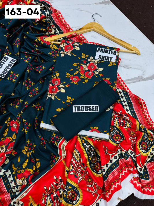 VOL 163 | DS 04 | DIGITAL PRINTED LINEN 3PC LINEN DUPATTA