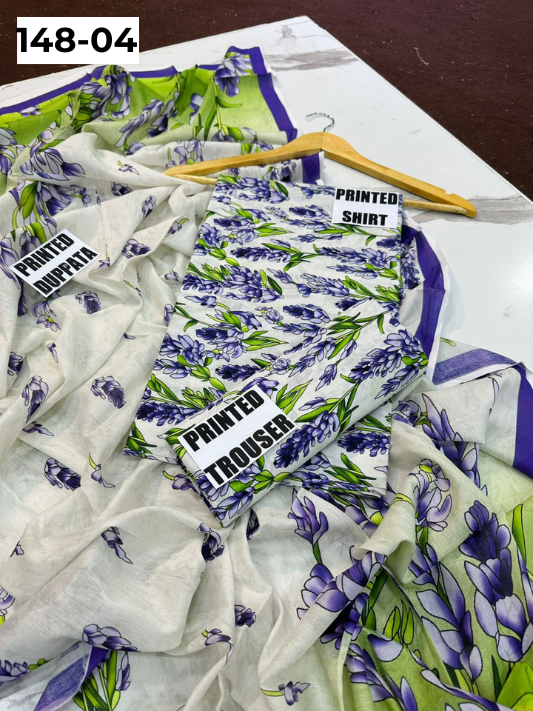 VOL 148 | DS 04 | DIGITAL PRINTED LAWN 3PC VOIL LAWN DUPATTA