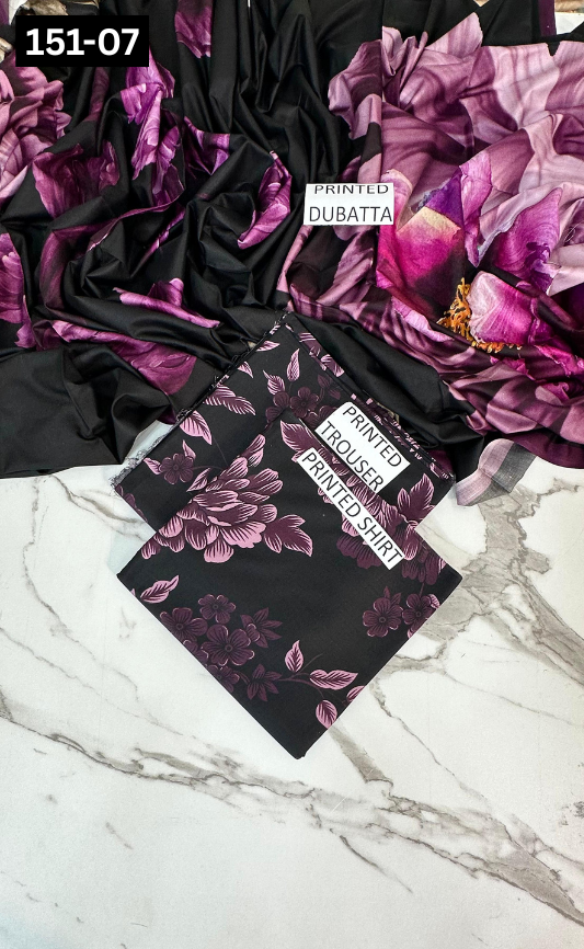 VOL 151 | DS 07 | DIGITAL PRINTED LINEN 3PC LINEN DUPATTA