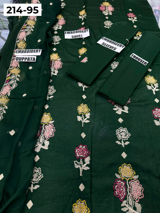 VOL 214 | DS 95 | LAWN LUXURY EMBROIDERED 3PC