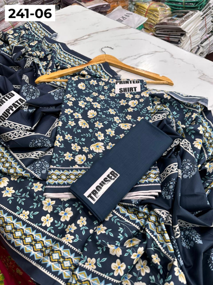 VOL 241 | DS 06 | Mirha LAWN |  DIGITAL PRINTED LAWN 3PC PRINTED LAWN SHIRT PLAIN TROUSER PRINTED LAWN DUPATTA