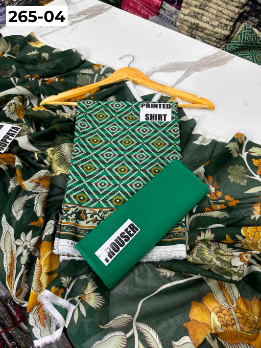 VOL 265 | DS 04 | LALA CLASSIC | DIGITAL PRINTED 3PC LAWN SHIRT, DYED TROUSER, PRINTED VOIL DUPATTA
