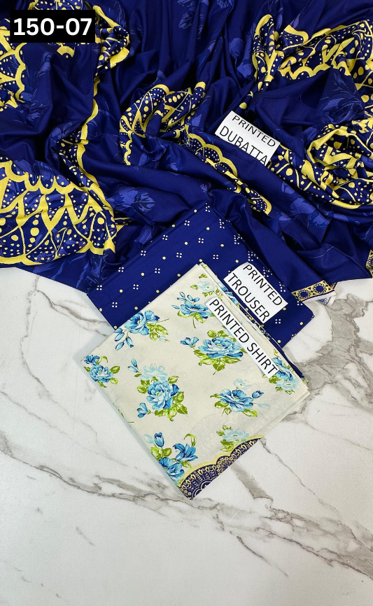 VOL 150 | DS 07 | DIGITAL PRINTED LINEN 3PC LINEN DUPATTA