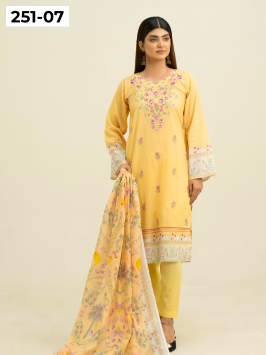 VOL 251 | DS 07 | Khaas | DIGITAL PRINTED 3PC LAWN SHIRT, DYED TROUSER, PRINTED VOIL DUPATTA