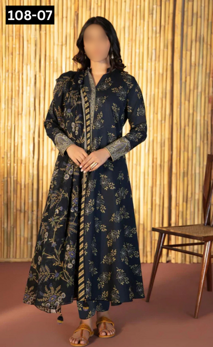 VOL 108 | DS 07  | DIGITAL PRINTED LAWN 3PC VOIL LAWN DUPATTA