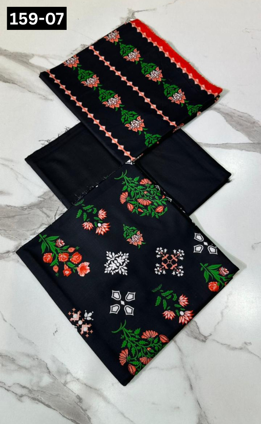 VOL 159 | DS 07 | DIGITAL PRINTED LINEN 3PC LINEN DUPATTA