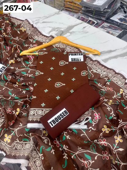 VOL 267 | DS 04 | Mirha LAWN |  DIGITAL PRINTED LAWN 3PC PRINTED LAWN SHIRT PLAIN TROUSER PRINTED LAWN DUPATTA