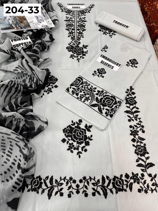 Vol 204 | DS 33 | LAWN EMBROIDERED THREE PIECE COLLECTION