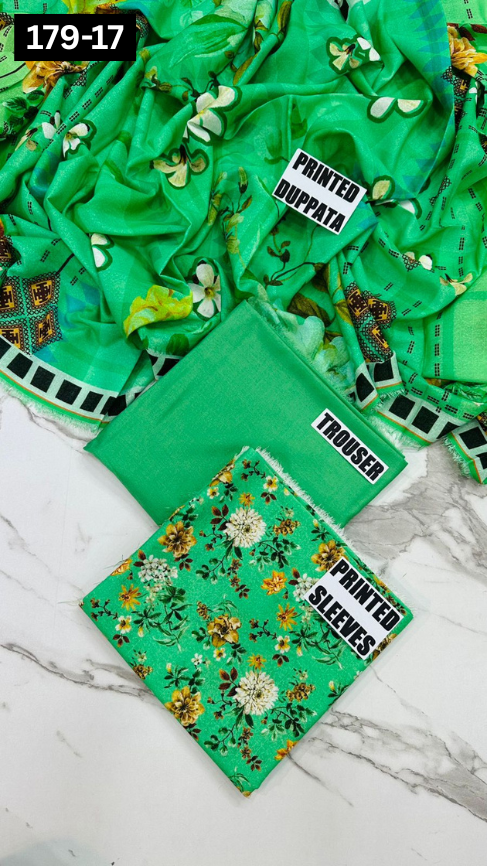 VOL 179 | DS 17 | DIGITAL PRINTED BANADORA KARANDI 3PC DYED TROUSER