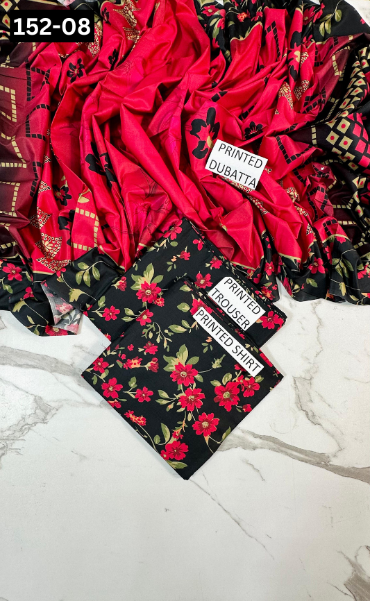 VOL 152 | DS 08 | DIGITAL PRINTED LINEN 3PC LINEN DUPATTA