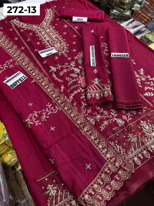 VOL 272 | DS 13 | VISCOS SLUB EMBROIDERY 3PC