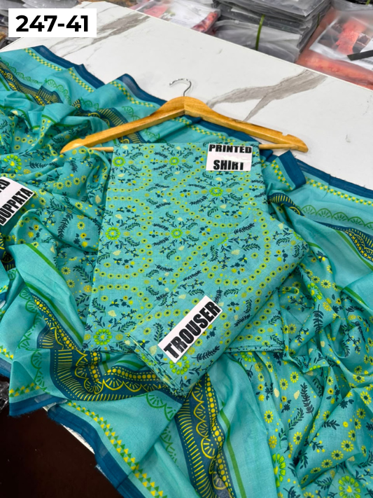 VOL 247 | DS 41 | DIGITAL PRINTED LAWN THREE PIECES VOIL LAWN DUPATTA
