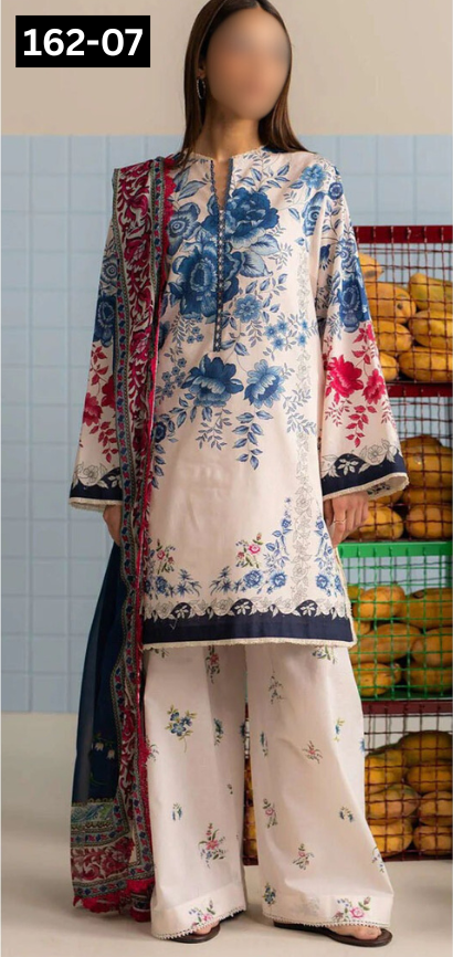 VOL 162 | DS 07 | DIGITAL PRINTED LINEN 3PC LINEN DUPATTA