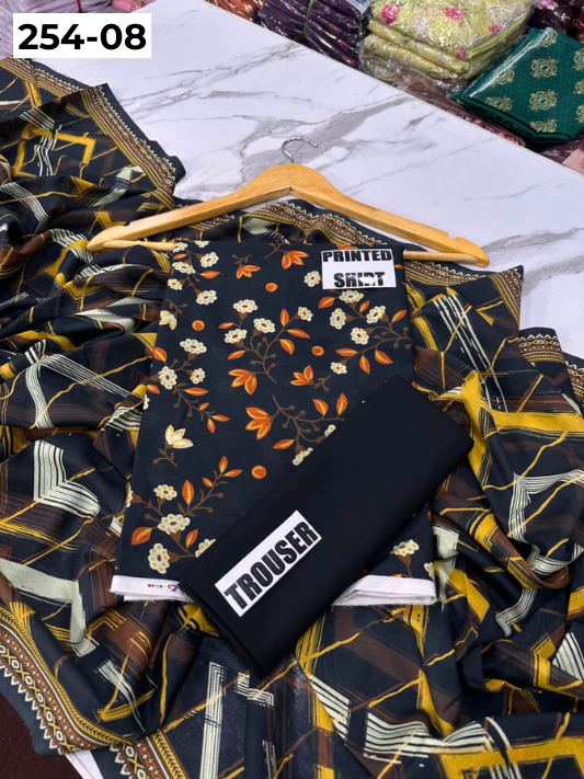 VOL 254 | DS 08 | Mirha LAWN | DIGITAL PRINTED LAWN 3PC PRINTED LAWN SHIRT PLAIN TROUSER PRINTED LAWN DUPATTA
