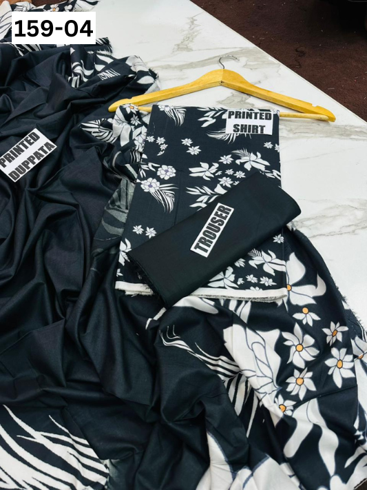 VOL 159 | DS 04 | DIGITAL PRINTED LINEN 3PC LINEN DUPATTA