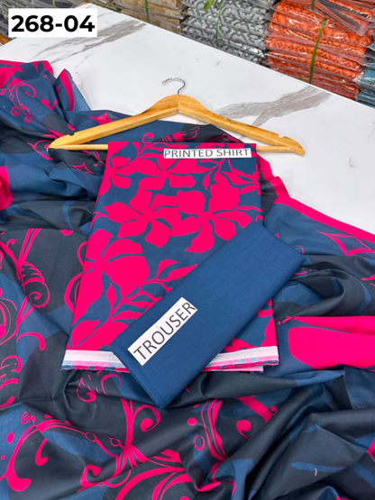 VOL 268 | DS 04 | Mirha LAWN |  DIGITAL PRINTED LAWN 3PC PRINTED LAWN SHIRT PLAIN TROUSER PRINTED LAWN DUPATTA