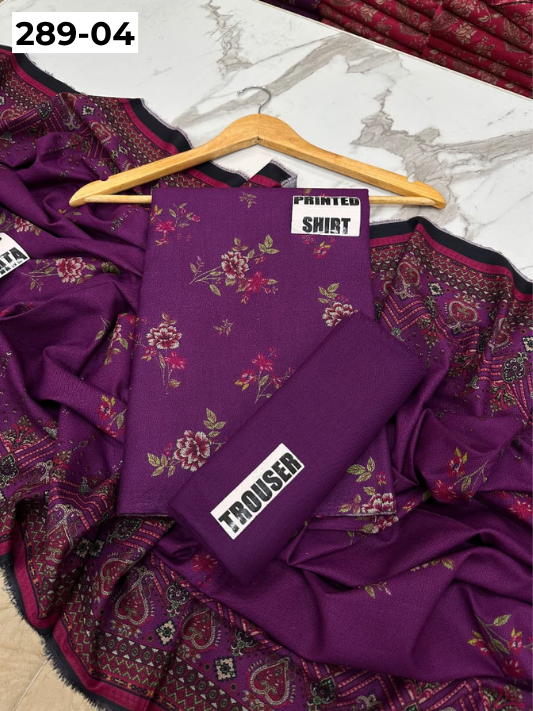 VOL 289 | DS 04 | PREMIUM DHANAK WINTER COLLECTON - DIGITAL PRINTED 3 PIECE SUIT | Printed Allover Shirt | Plain Dyed Matching Trouser | Printed Dupatta