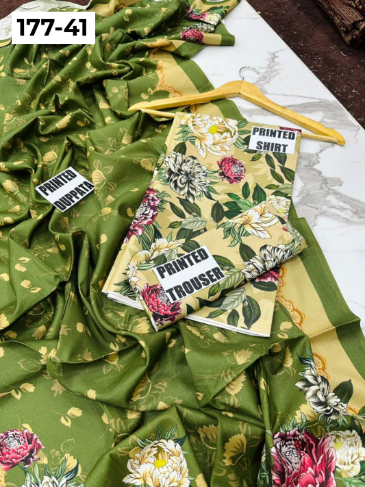 VOL 177 | DS 41 | DIGITAL PRINTED LINEN 3PC LINEN DUPATTA