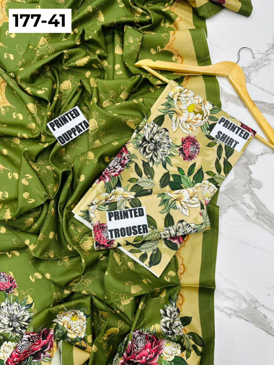 VOL 177 | DS 41 | DIGITAL PRINTED LINEN 3PC LINEN DUPATTA