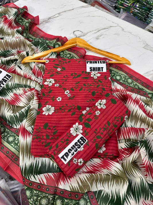 VOL 247 | DS 24 | DIGITAL PRINTED LAWN THREE PIECES VOIL LAWN DUPATTA