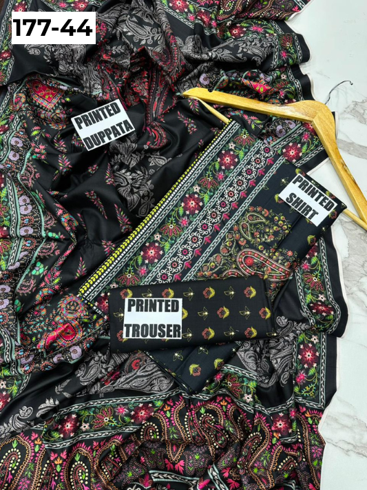 VOL 177 | DS 44 | DIGITAL PRINTED LINEN 3PC LINEN DUPATTA