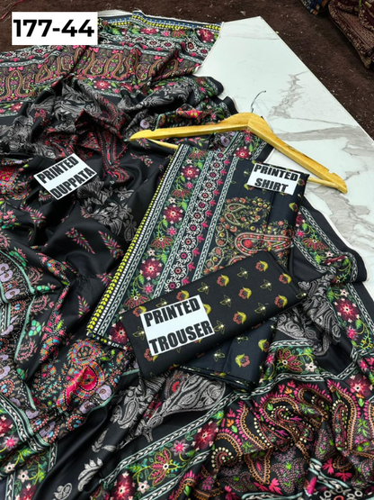 VOL 177 | DS 44 | DIGITAL PRINTED LINEN 3PC LINEN DUPATTA