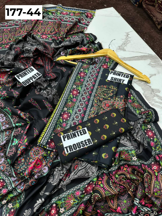 VOL 177 | DS 44 | DIGITAL PRINTED LINEN 3PC LINEN DUPATTA