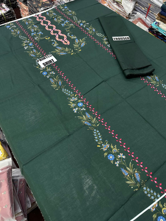 VOL 257 | DS 23 | PRINTED HIT CODES LAWN 2PC | DIGITAL PRINTED LAWN SHIRT, PLAIN COTTON TROUSER