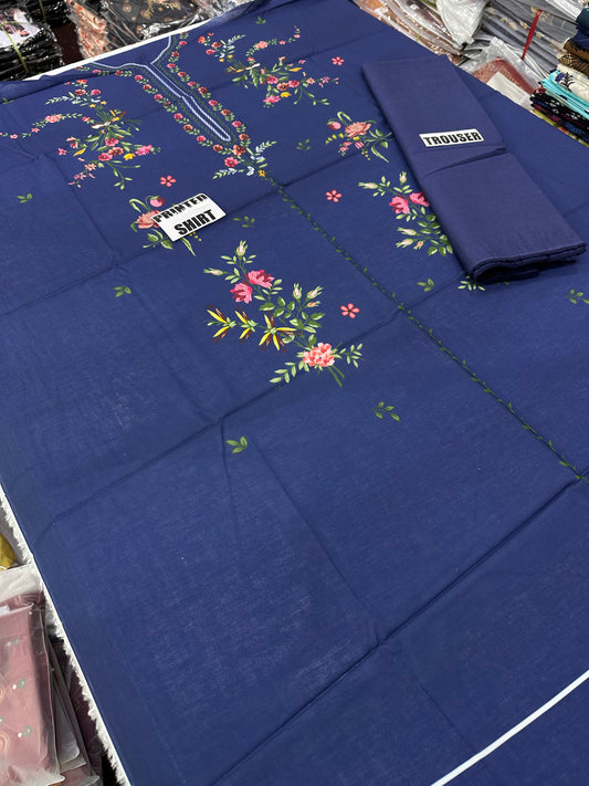VOL 257 | DS 25 | PRINTED HIT CODES LAWN 2PC | DIGITAL PRINTED LAWN SHIRT, PLAIN COTTON TROUSER