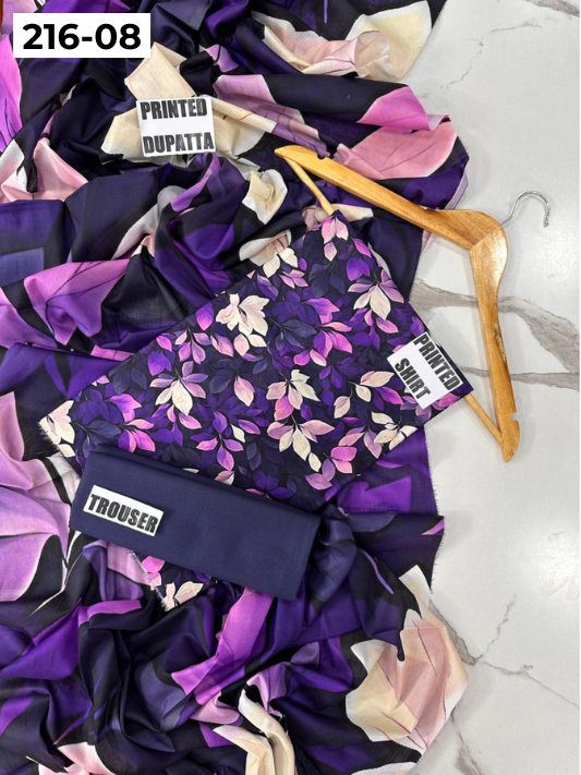 VOL 216 | DS 08 | Mirha LAWN 3PC | DIGITAL PRINTED LAWN SHIRT PLAIN TROUSER LAWN DUPATTA