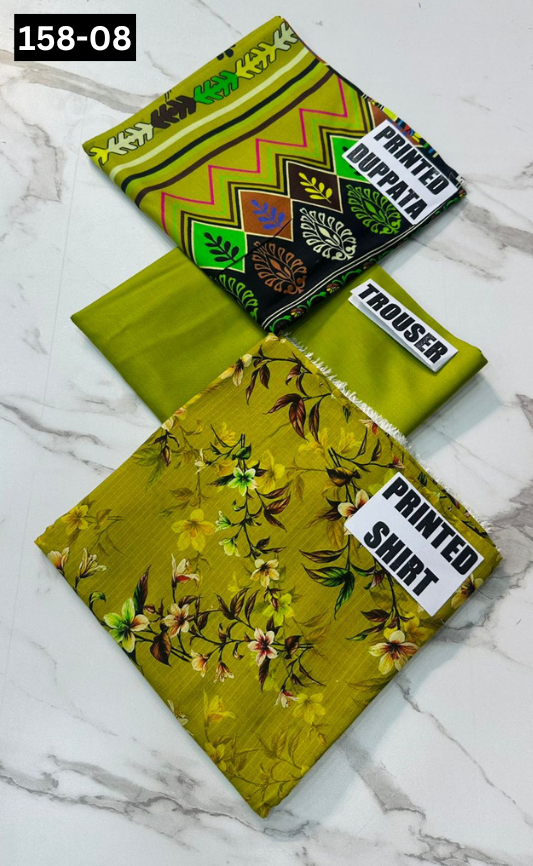 VOL 158 | DS 08 | DIGITAL PRINTED BANADORA LINEN 3PC LINEN DUPATTA