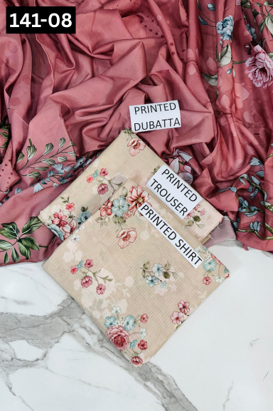 VOL 141 | DS 08 | DIGITAL PRINTED BANADORA LAWN 3PC VOIL LAWN DUPATTA