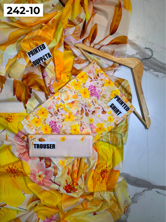 VOL 242 | DS 10 | MARIA B LAWN | 3PC DIGITAL PRINTED LAWN SHIRT, PRINTED TROUSER, PRINTED VOIL DUPATTA