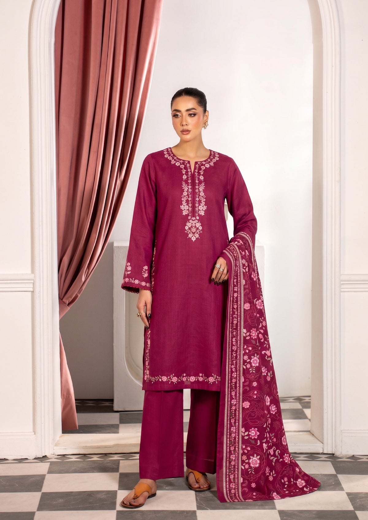 VOL 275 | DS 08 | SHANAYA | DIGITAL PRINTED 3PC STONE LINEN SHIRT, PRINTED TROUSER, PRINTED STONE LINEN DUPATTA