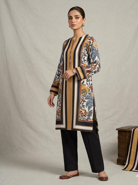 VOL 221 | DS 01 | PRINTED HIT CODES LAWN 2PC | DIGITAL PRINTED LAWN SHIRT PLAIN COTTON TROUSER