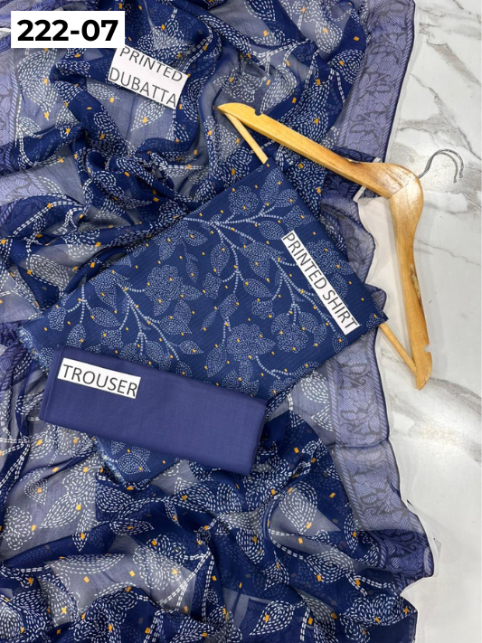 VOL 222 | DS 07 | BEECHTREE LAWN | DIGITAL PRINTED BANADORA LAWN SHIRT PLAIN TROUSER BAMBER CHIFFON DUPATTA