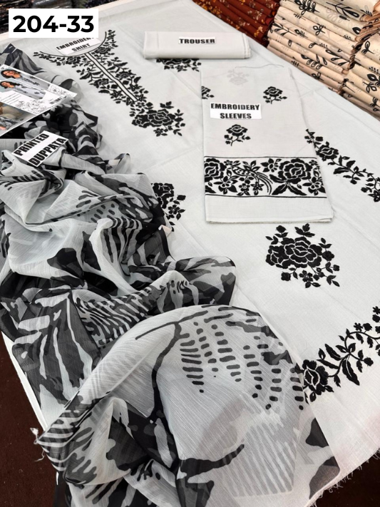 Vol 204 | DS 33 | LAWN EMBROIDERED THREE PIECE COLLECTION