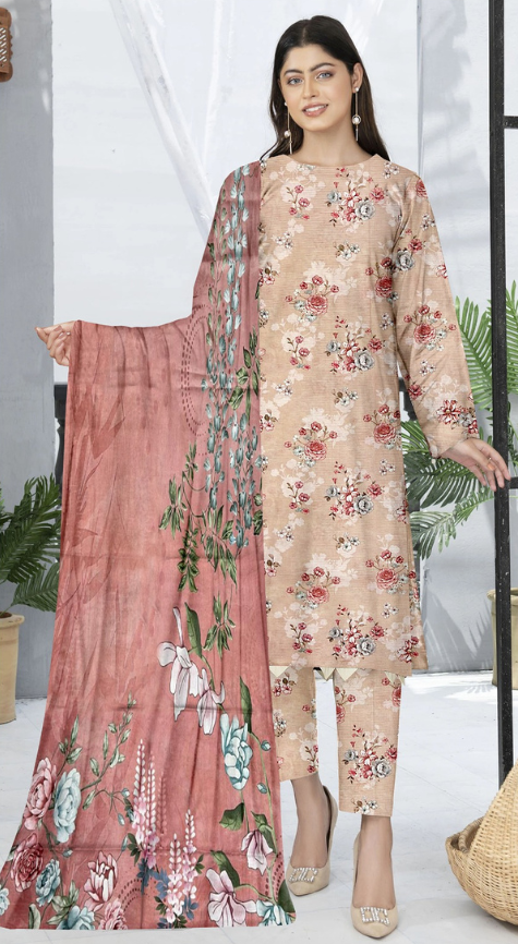 VOL 141 | DS 08 | DIGITAL PRINTED BANADORA LAWN 3PC VOIL LAWN DUPATTA