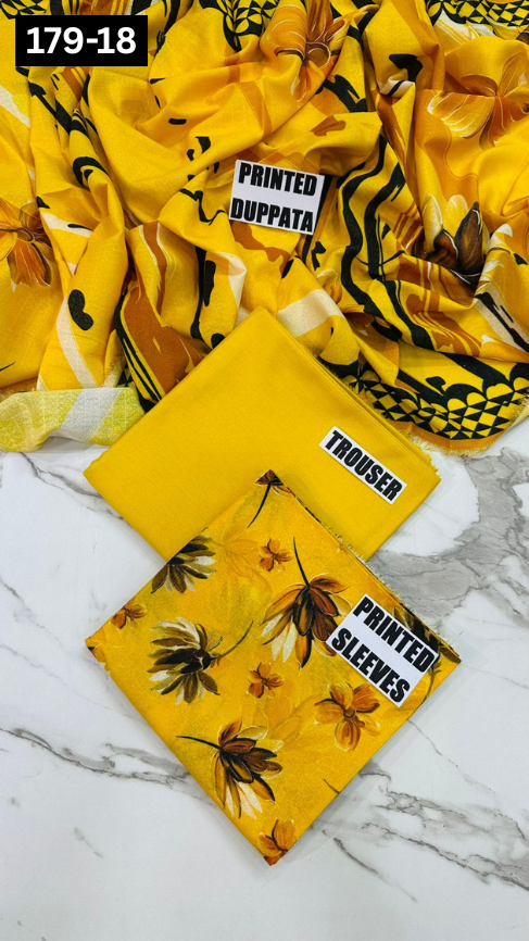 VOL 179 | DS 18 | DIGITAL PRINTED BANADORA KARANDI 3PC DYED TROUSER