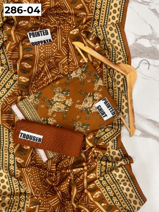 VOL 286 | 04 | BINSAEED | DIGITAL PRINTED 3PC KHADDAR SUIT | PRINTED SHIRT, TROUSER & DUPATTA