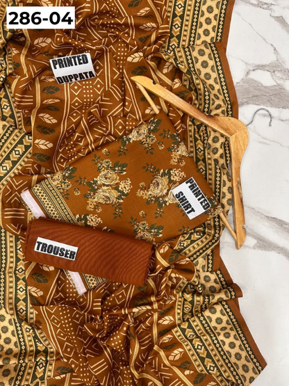 VOL 286 | 04 | BINSAEED | DIGITAL PRINTED 3PC KHADDAR SUIT | PRINTED SHIRT, TROUSER & DUPATTA