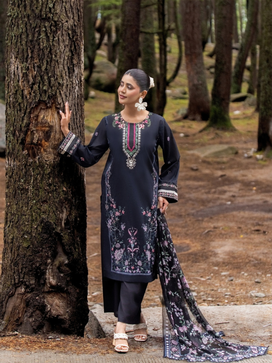 VOL 256 | DS 08 | Jugnu By Shanaya | DIGITAL PRINTED LAWN THREE PIECES ALONG WITH EMBROIDERED PATCHES