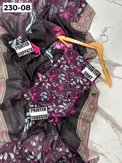 VOL 230 | DS 08 | DIGITAL PRINTED DOBBY LAWN 3PC TANA DORA LAWN DUPATTA