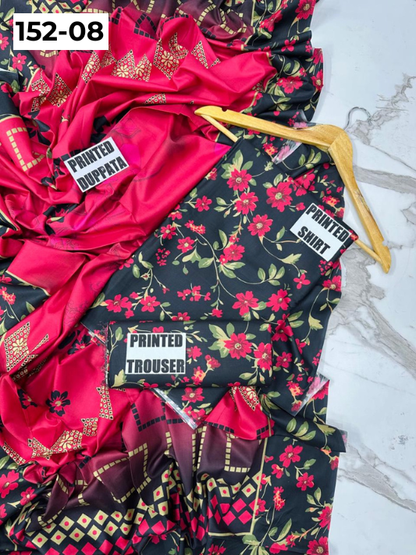 VOL 152 | DS 08 | DIGITAL PRINTED LINEN 3PC LINEN DUPATTA