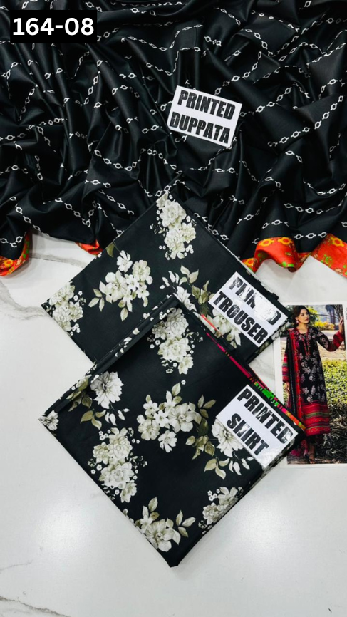 VOL 164 | DS 08 | DIGITAL PRINTED LINEN 3PC LINEN DUPATTA